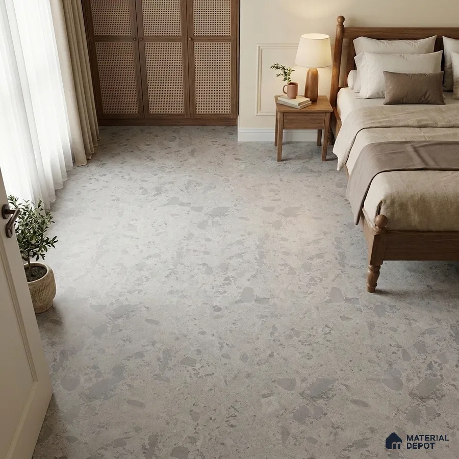 Traditional Bedroom with Grey Terrazzo Floor Tile