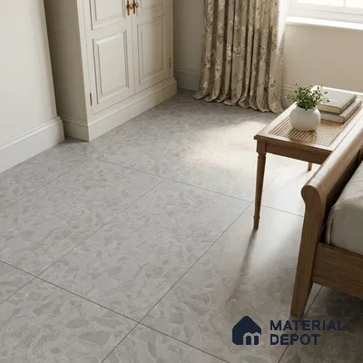 Traditional Bedroom with Grey Terrazzo Floor Tile