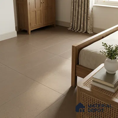 Traditional Bedroom with Plain Taupe Brown Matte Floor Tile