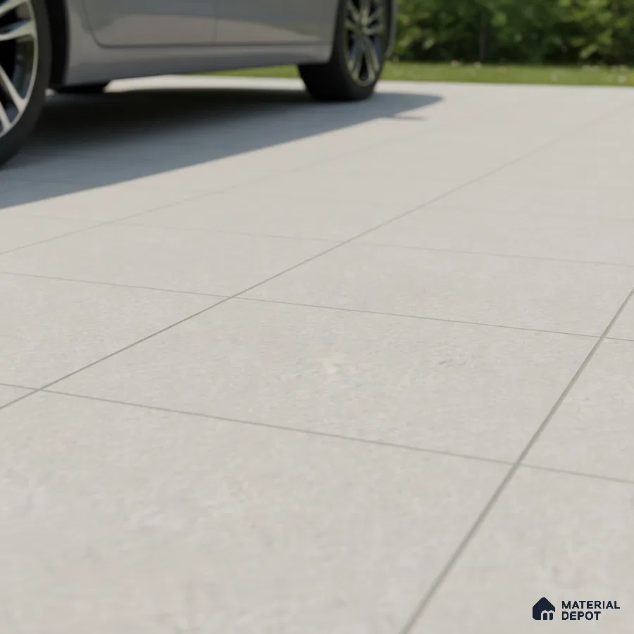 Modern parking area with light grey matte finish outdoor floor tiles