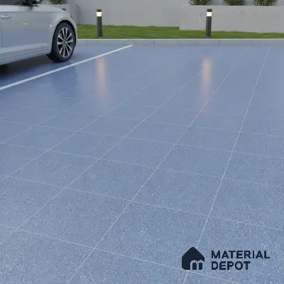 Modern parking area with blue anti-skid floor tiles