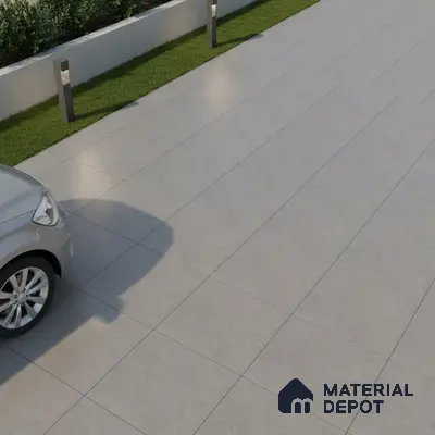 Modern parking area with light grey matte finish floor tiles