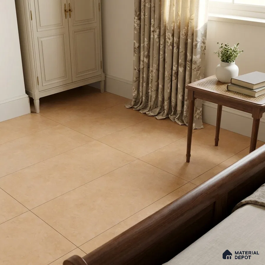 Traditional Bedroom with Terracotta Brown Matte Floor Tile