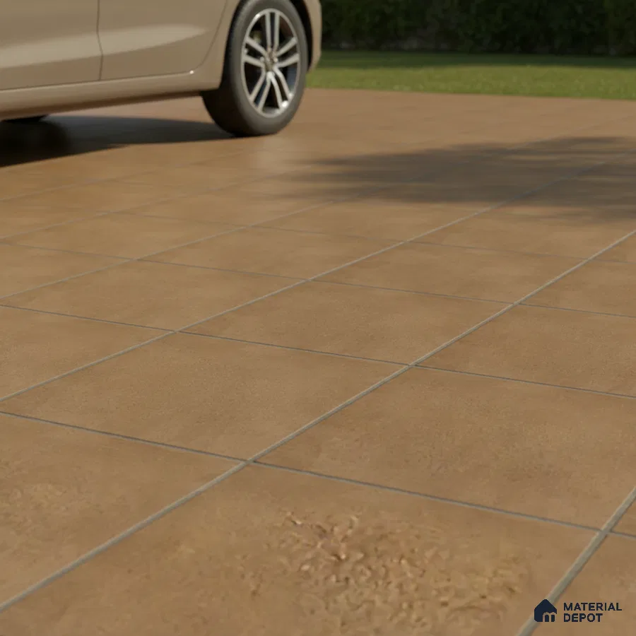 Modern parking with matte terracotta anti-skid floor tiles