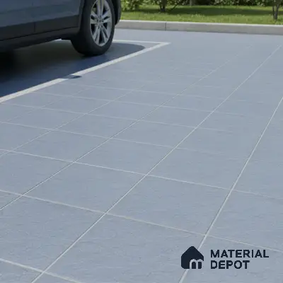 Modern parking area with matte blue-grey anti-skid floor tiles