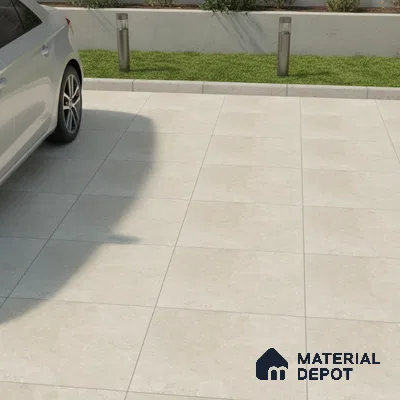 Modern parking area with beige stone-look anti-skid floor tiles
