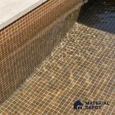 Modern Swimming Pool with Amber Brown Glass Mosaic Tile and Stone Coping