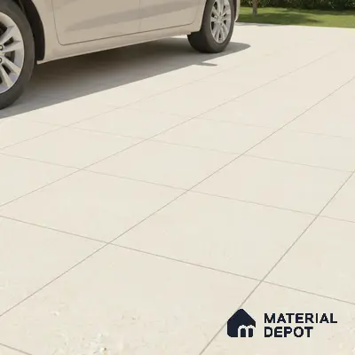 Modern parking area with off white matte finish outdoor floor tiles