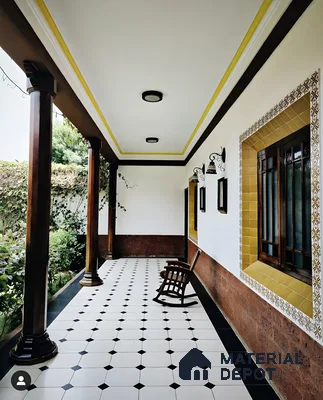 Traditional Indian Verandah with Black and White Tiles | Material Depot