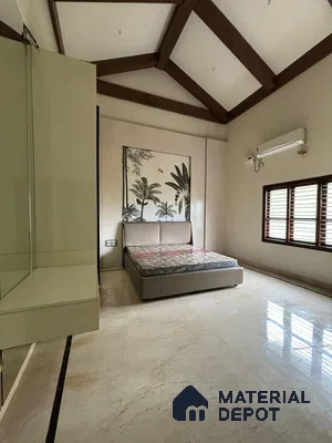 Tranquil Bedroom with Vaulted Ceiling in Bengaluru | Material Depot