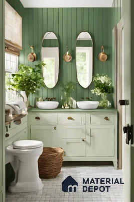 Tranquil Green and Copper Bathroom | Material Depot