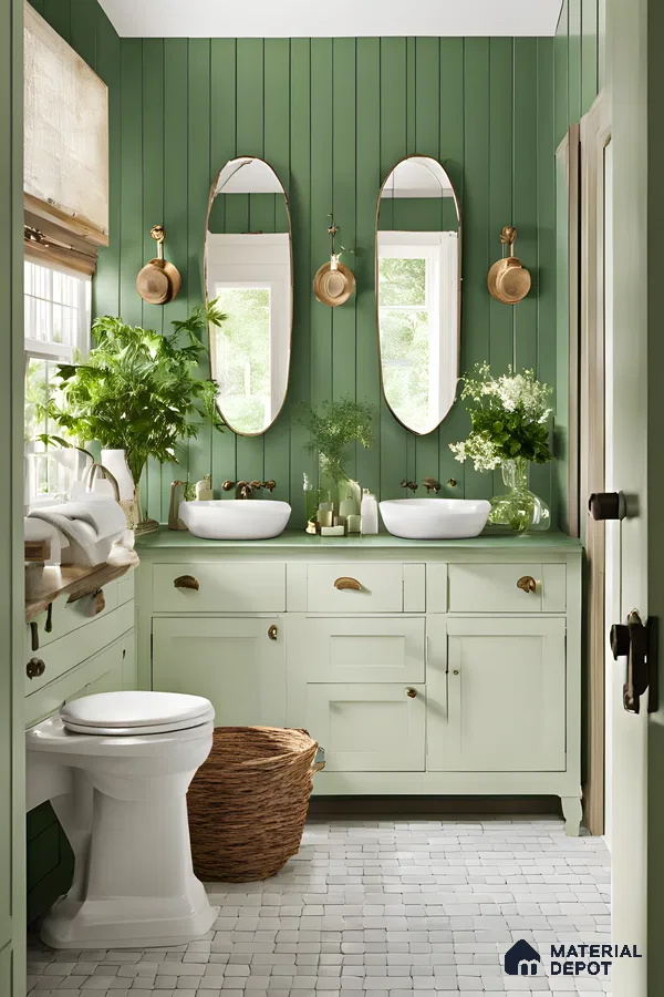 Tranquil Green and Copper Bathroom | Material Depot