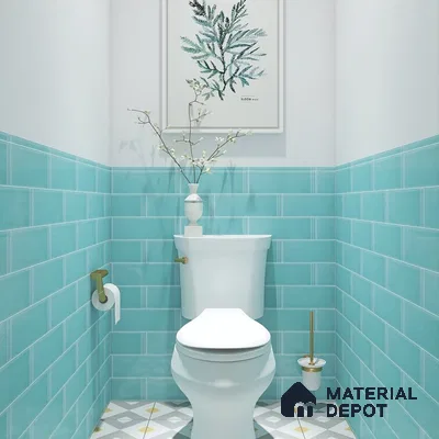 Tranquil Lavatory Retreat Patterned Floor with Elegant Wall Contrast | Material Depot