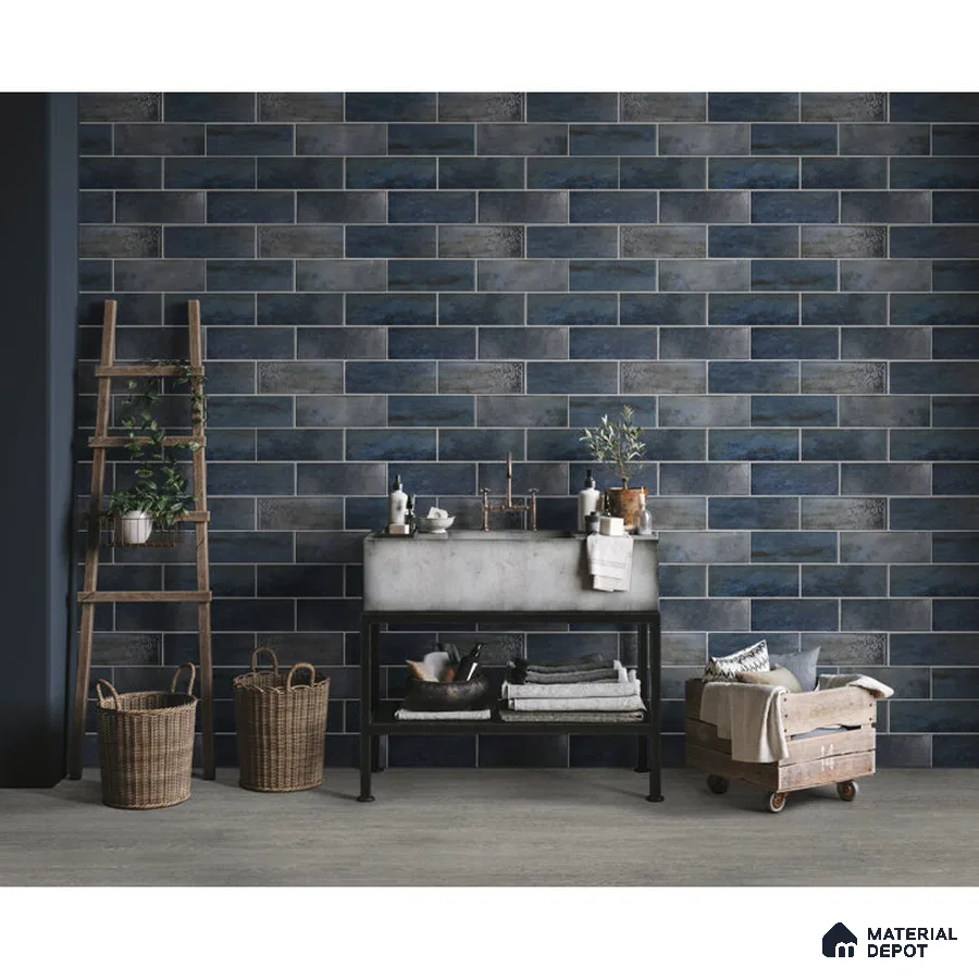 Tranquil Retreat Blue-Hued Serenity in Wooden Elegance Bathroom | Material Depot