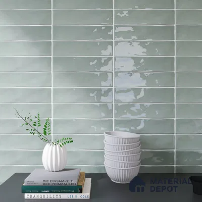 Tranquil Study Retreat Reflective Aquatic Green Wall and Wooden Elegance | Material Depot