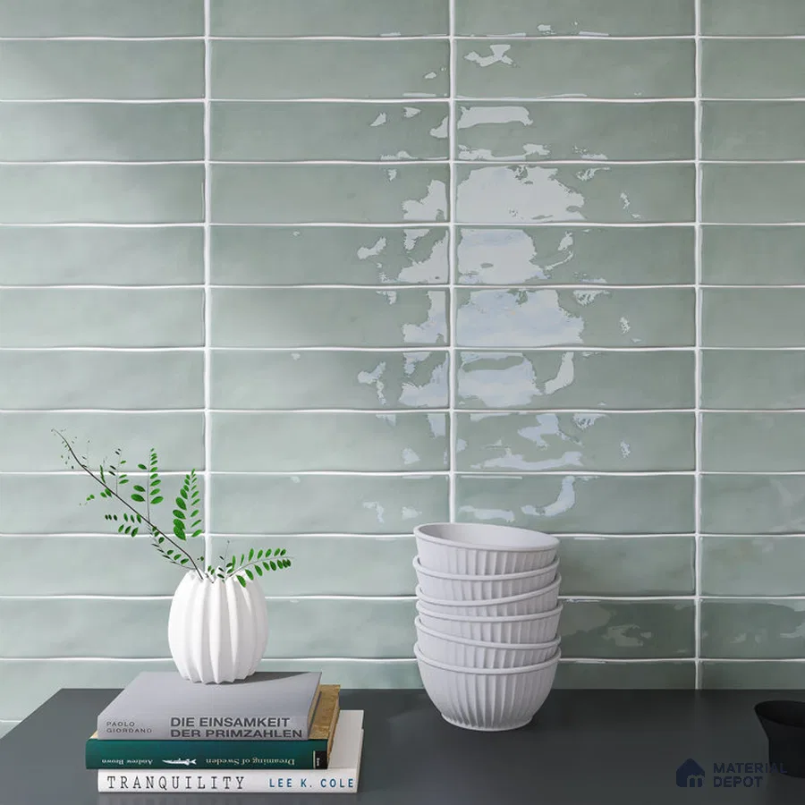 Tranquil Study Retreat Reflective Aquatic Green Wall and Wooden Elegance | Material Depot