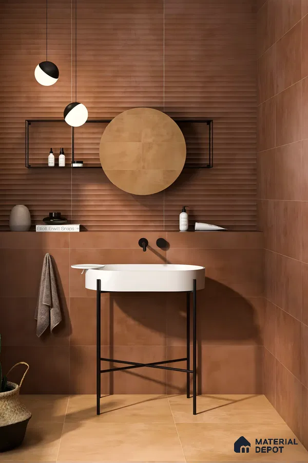 Trendy Bathroom With Modern Floor And Wall Tiles | Material Depot