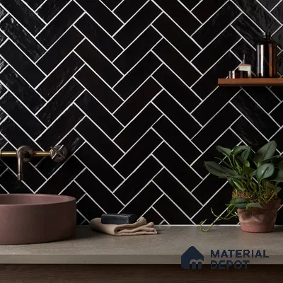 Trendy Calm The Bathroom's Diagonal Tiles and Earthy Accents | Material Depot