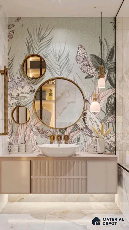 Tropical Elegance: A Butterfly-Themed Bathroom Oasis | Material Depot