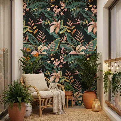 Closeup application image of Tropical/Floral Look Balcony Tiles