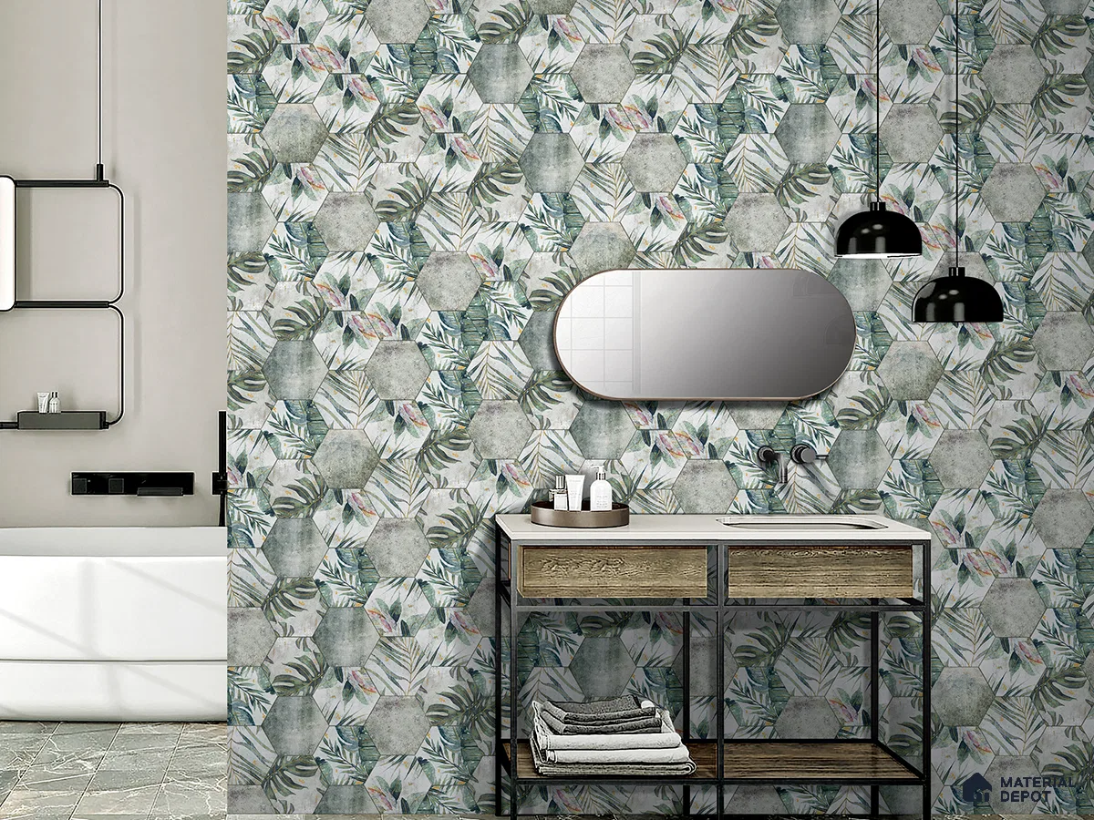 Tropical Hexagonal Bathroom Tiles for a Refreshing Oasis | Material Depot