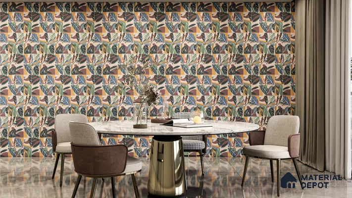Moroccan Floor & Wall Tile TL 04379 Random Forest 1 ft x 1 ft Matte Finish Ceramic Tile - 9 mm | Suitable For Kitchen, Bathroom, Accent/Feature Wall | Please Expect a Slight Variation of Pattern