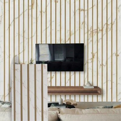 Closeup application image of TV Unit made with Marble Louvers