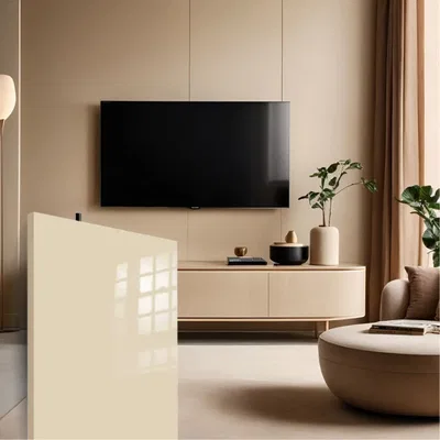 Closeup application image of TV Unit made with Solid Colors Laminates