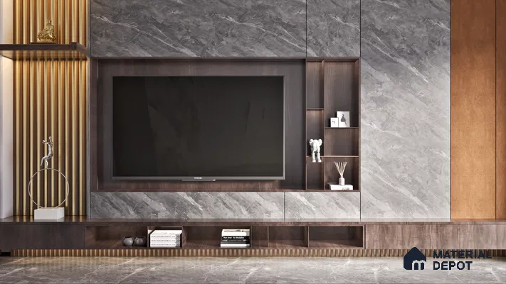 Grey Marble Look LM 01311 8 ft x 4 ft Matte Finish Decorative Laminate - 1 mm | Suitable for TV Unit, Wardrobe, Kitchen Cabinets