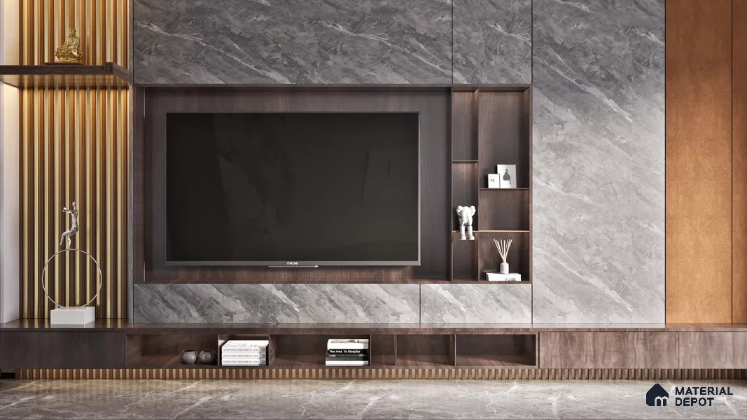 Grey Marble Look LM 01311 8 ft x 4 ft Matte Finish Decorative Laminate - 1 mm | Suitable for TV Unit, Wardrobe, Kitchen Cabinets