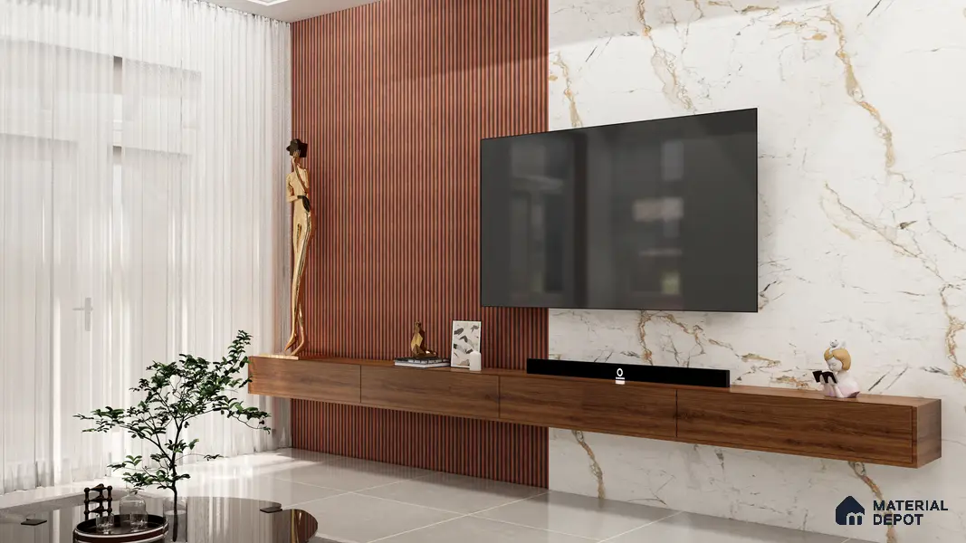 Wooden Look LM 01646 Indian Teak 8 ft x 4 ft Texture Finish Decorative Laminate - 1 mm | Suitable for TV Unit, Wardrobe, Kitchen Cabinets