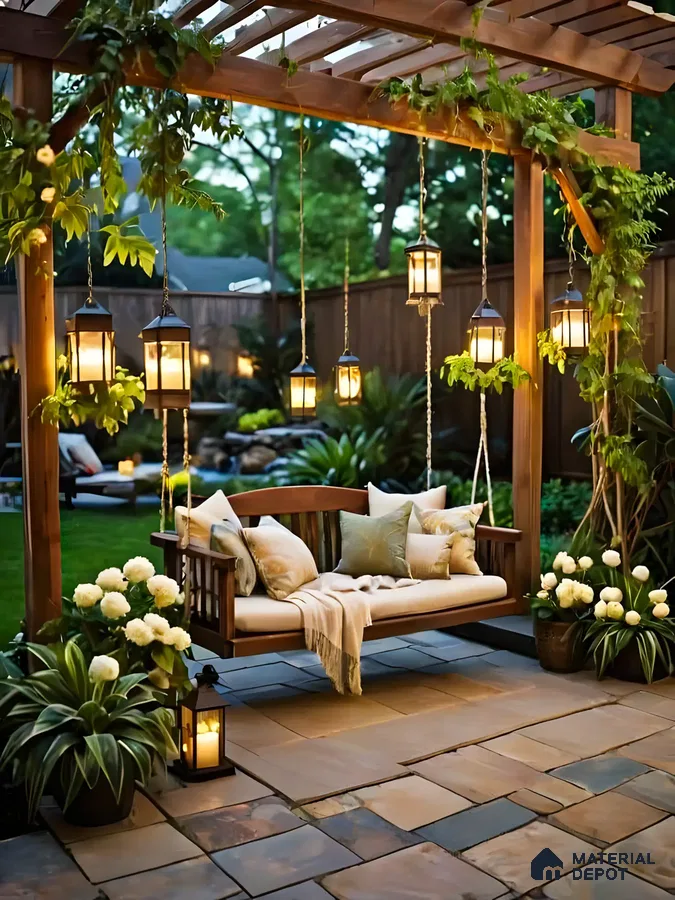 Twilight Retreat: Garden Pergola Oasis | Material Depot