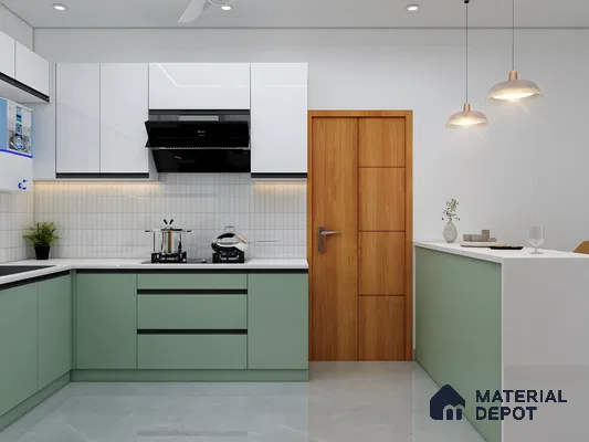 U-Shaped Modular Kitchen Layout With Ample Storage And Countertop Space | Material Depot
