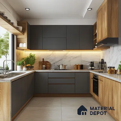 Urban Elegance Meets Rustic Charm in a Kitchen with Polished Concrete and Natural Wood | Material Depot