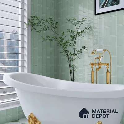 Urban Oasis Green and White Retreat with Golden Accents | Material Depot