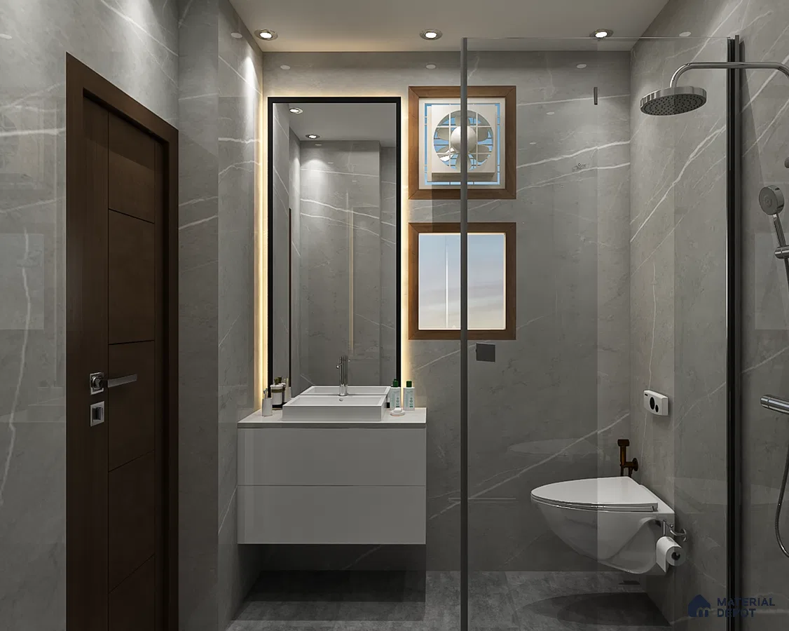Compact Grey Industrial Bathroom Design