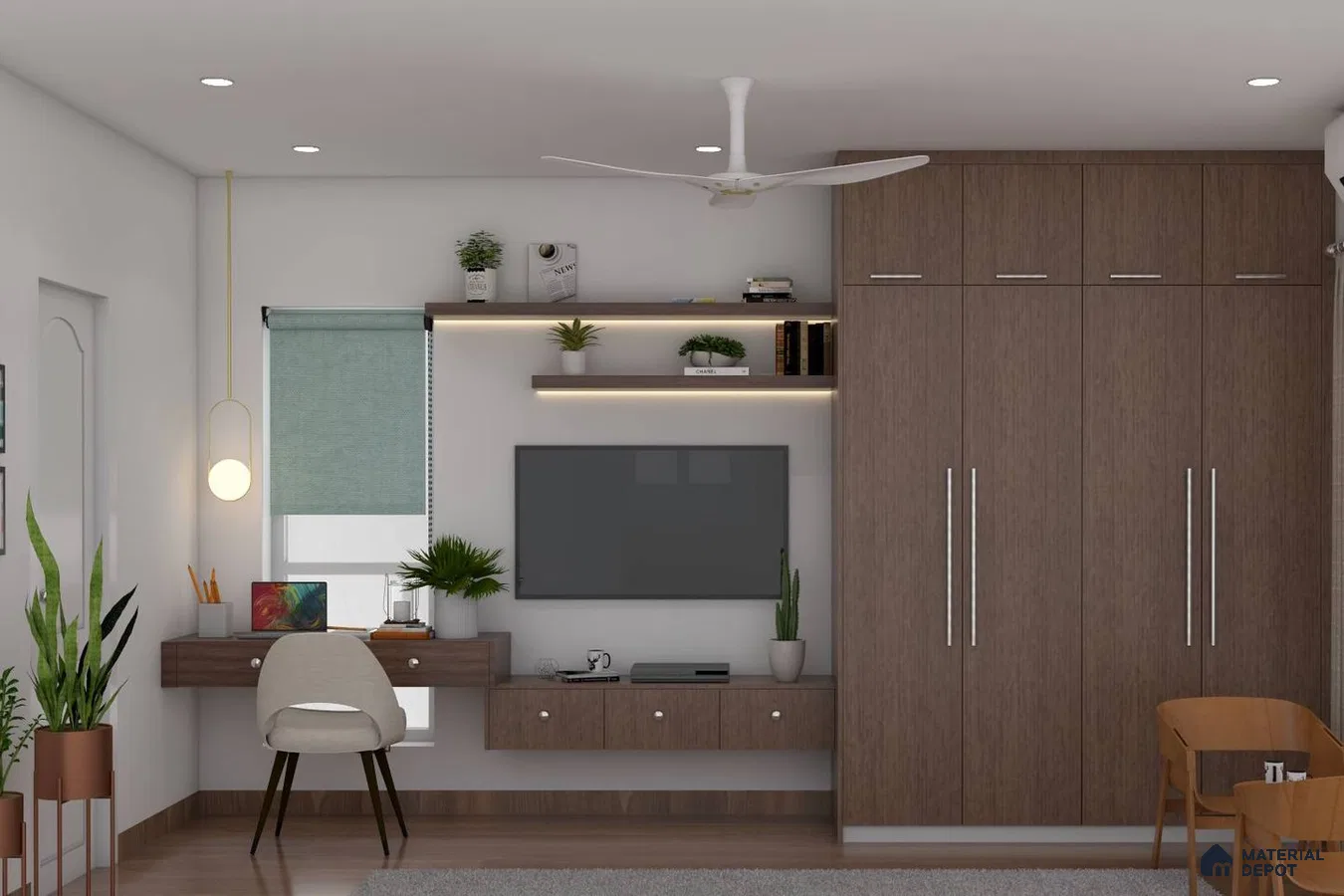 Contemporary TV Unit with Integrated Study Table.