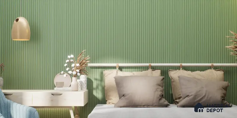 Vertical Striped Panels in a Modern Bedroom | Material Depot