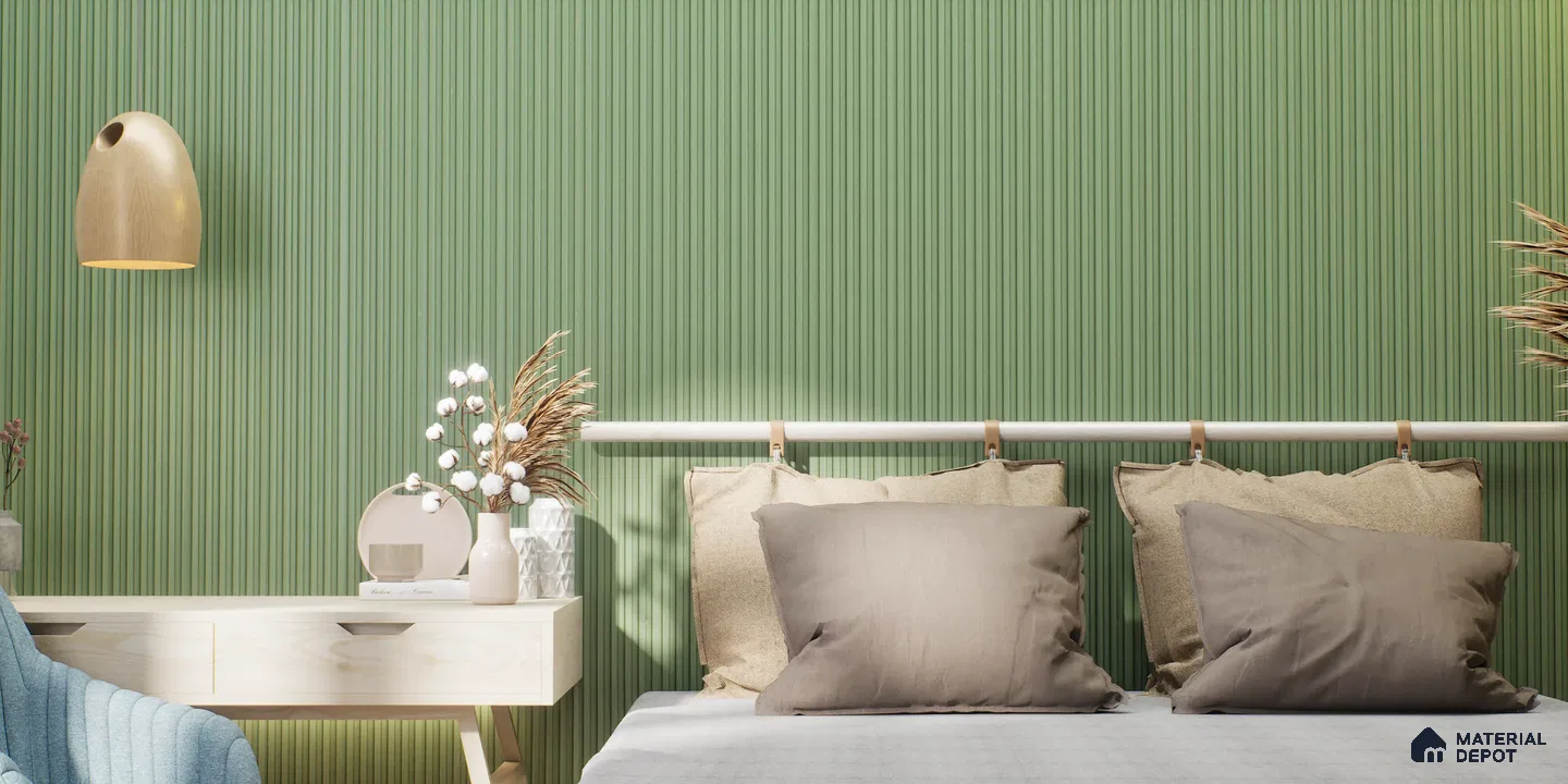 Vertical Striped Panels in a Modern Bedroom | Material Depot