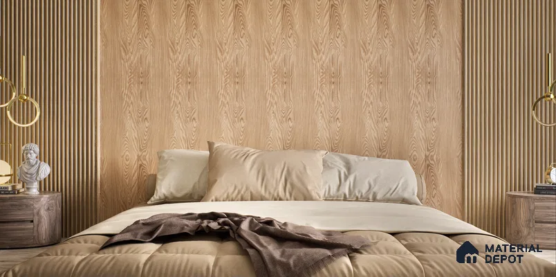 Beige Wooden Louver PN 00395 10 ft x 12 inch PVC Panel - 8 mm | Suitable for Feature Wall, TV Unit & Living Room | Width is Subjected to 5% Variation