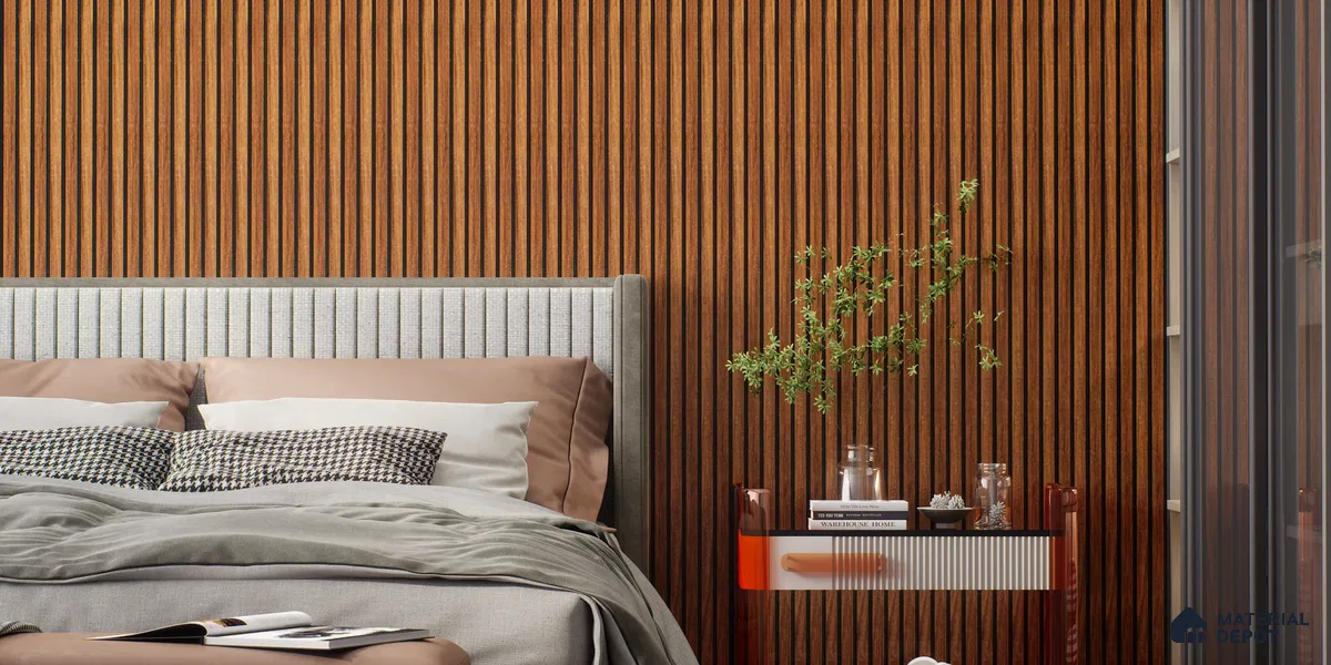 Brown Wooden Louver PN 00554 8 ft x 4.4 inch Charcoal Panel - 8 mm | Suitable for Feature Wall, TV Unit & Living Room | Width is Subjected to 5% Variation