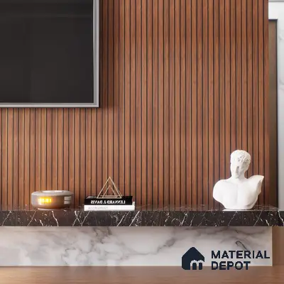 Brown Wooden Louver PN 00383 10 ft x 12 inch PVC Panel - 10 mm | Suitable for Feature Wall, TV Unit & Living Room | Width is Subjected to 5% Variation