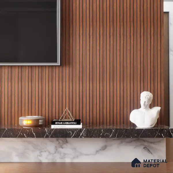 Brown Wooden Louver PN 00383 10 ft x 12 inch PVC Panel - 10 mm | Suitable for Feature Wall, TV Unit & Living Room | Width is Subjected to 5% Variation