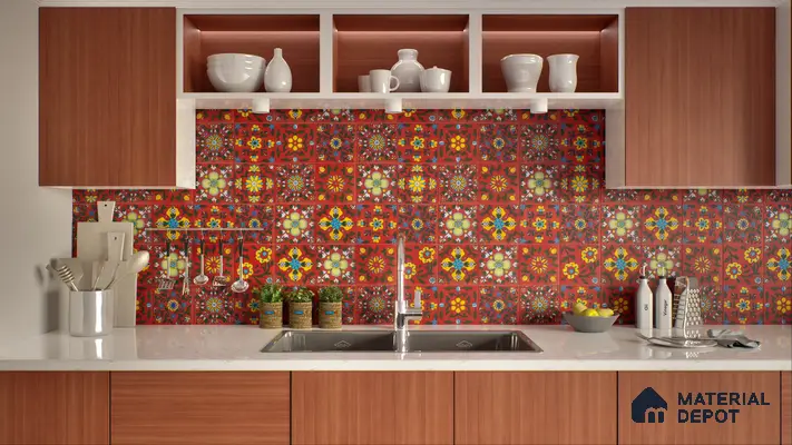 Multifired Moroccan Floor & Wall Tile TL 05687 Zellige Golden Klimt 12 x 12 inch Vitrified Matte Finish - 9 mm | Suitable for Living Room, Bathroom, Kitchen & Backsplash