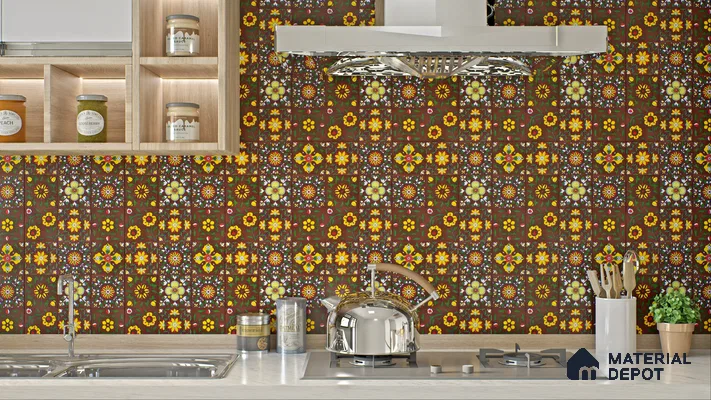 Moroccan Wall Tile TL 07485 Nebula Yellow Hexa Decor 4 ft x 2 ft Vitrified Matte Finish - 9 mm | Suitable for Living Room, Bedroom & Bathroom