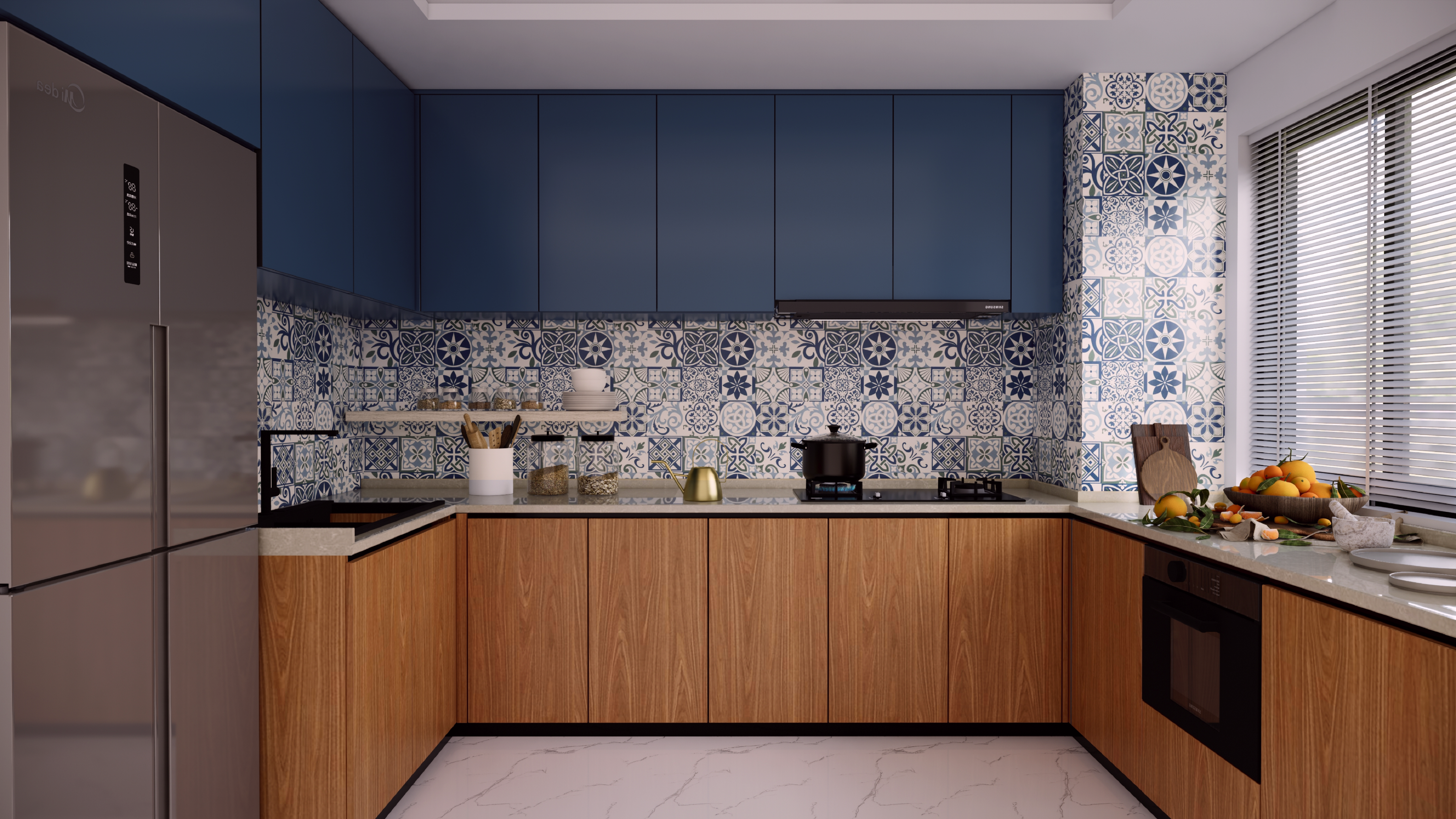 Moroccan Floor & Wall Tile TL 04670 C Florencia Cold Deco Gray 2 ft x 2 ft -  Porcelain Matte Finish 8 mm | Suitable For Kitchen, Balcony, Dining Area | Please Expect a Slight Variation of Pattern