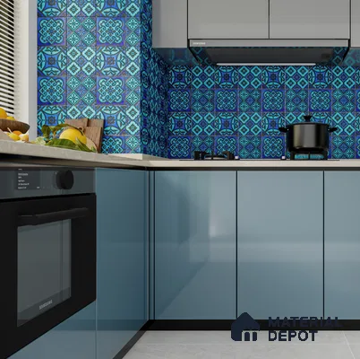 Moroccan Wall Handmade Tile TL 05870 Pattern 1 Aqua Medley 148 mm x 148 mm Vitrified - 9 mm | Random Mix Patterns | Suitable For Living Room, Bedroom, Kitchen
