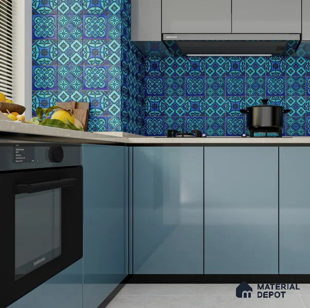 Moroccan Wall Handmade Tile TL 05870 Pattern 1 Aqua Medley 148 mm x 148 mm Vitrified - 9 mm | Random Mix Patterns | Suitable For Living Room, Bedroom, Kitchen