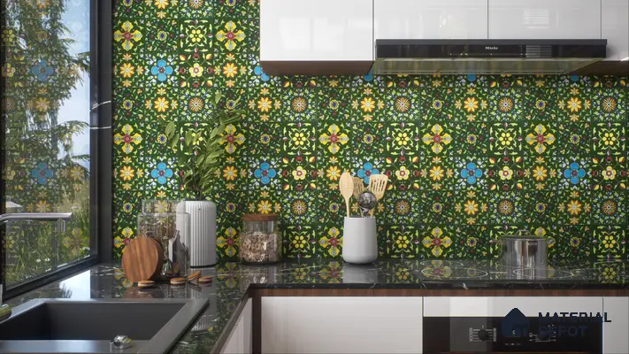Multifired Moroccan Floor & Wall Tile TL 05687 Zellige Golden Klimt 12 x 12 inch Vitrified Matte Finish - 9 mm | Suitable for Living Room, Bathroom, Kitchen & Backsplash