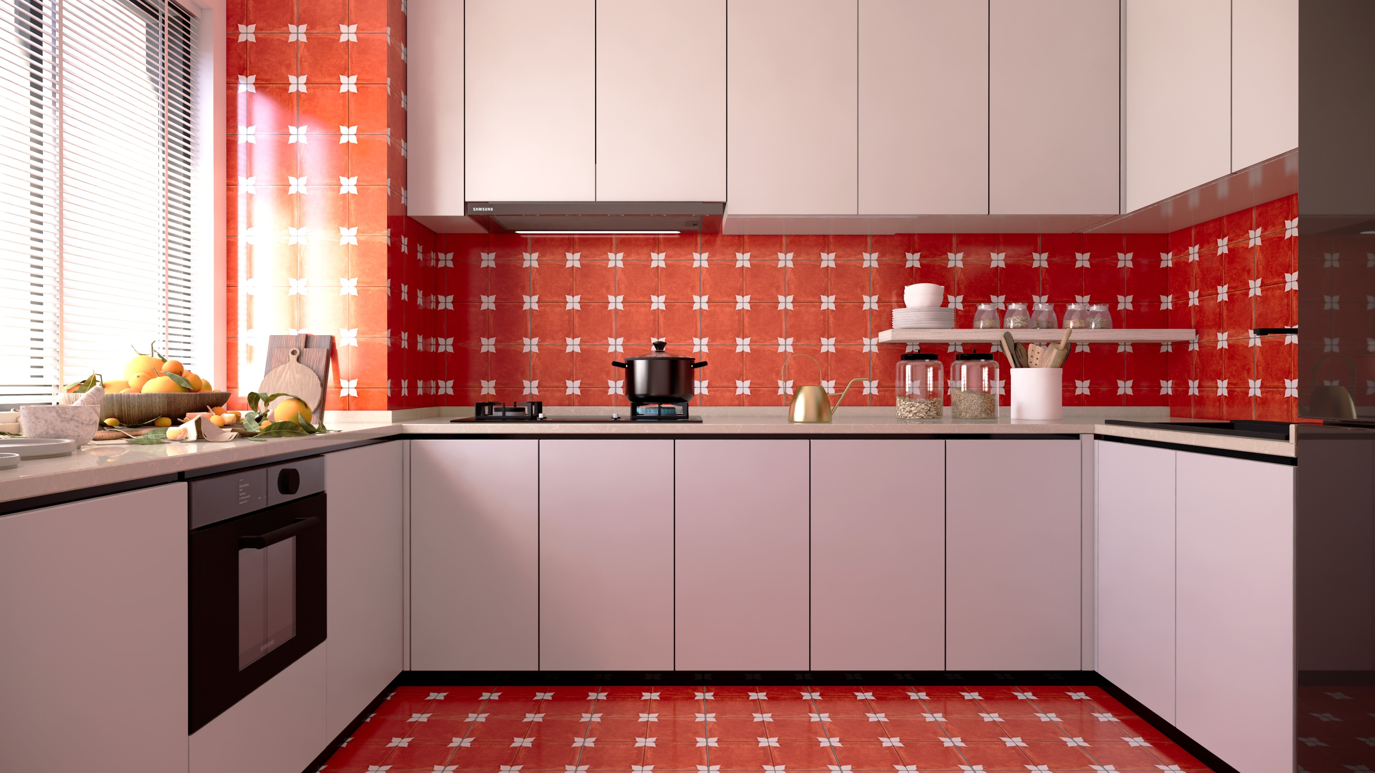 Moroccan Floor & Wall Tile TL 04354 D Athangudi Earth Brown 1 ft x 1 ft Matte Finish Ceramic Tile - 9 mm | Suitable For Kitchen, Bathroom, Dining Area | Please Expect a Slight Variation of Pattern